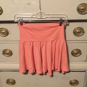 Peach Orange Striped Skater Skirt